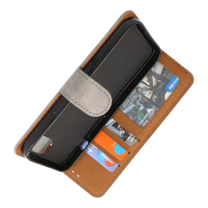 Bookstyle Wallet Cases Hoesje voor iPhone 16e Grijs