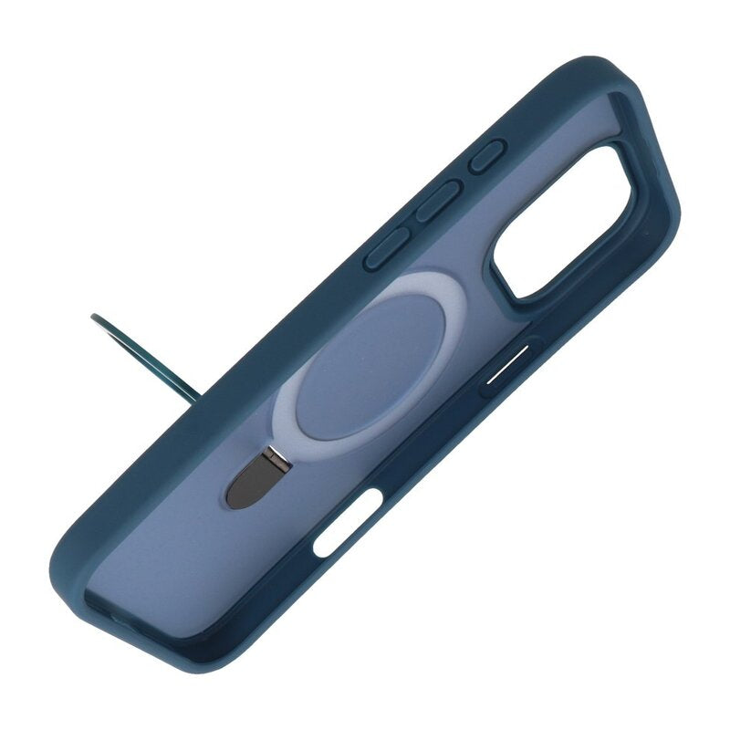 Magsafe Mat Transparant - Camera Beschermer Case met Staande Functie voor iPhone 16 Pro Max Blauw