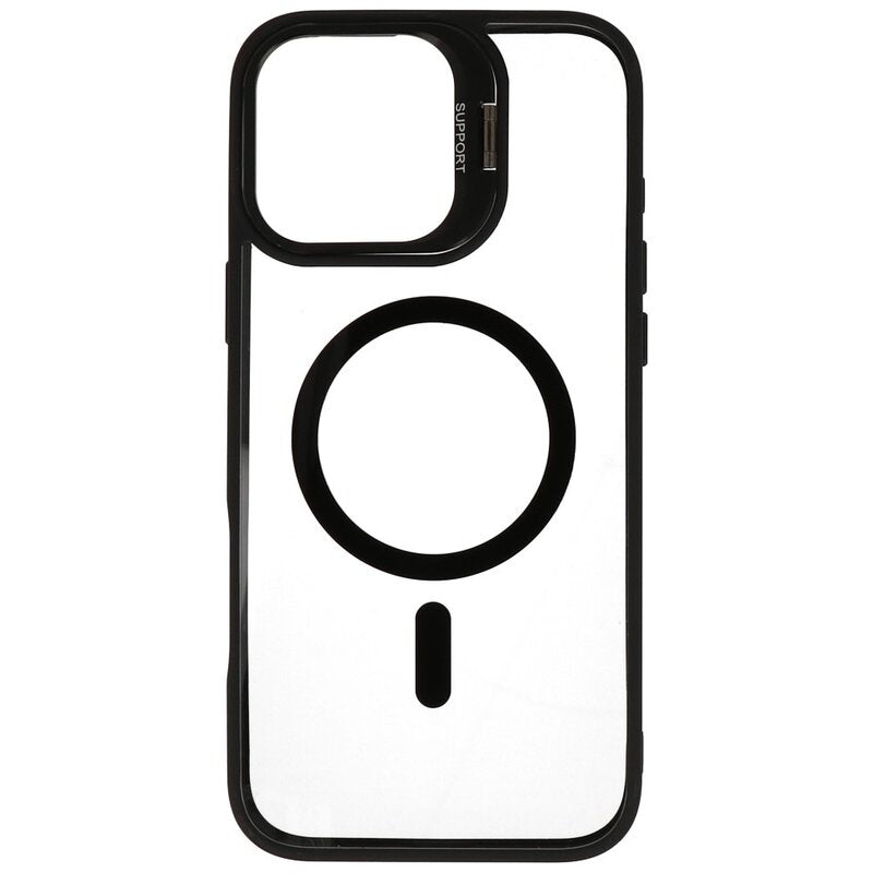 Magsafe Transparant - Camera Beschermer Case met Staande Functie voor iPhone 16 Pro Max Zwart
