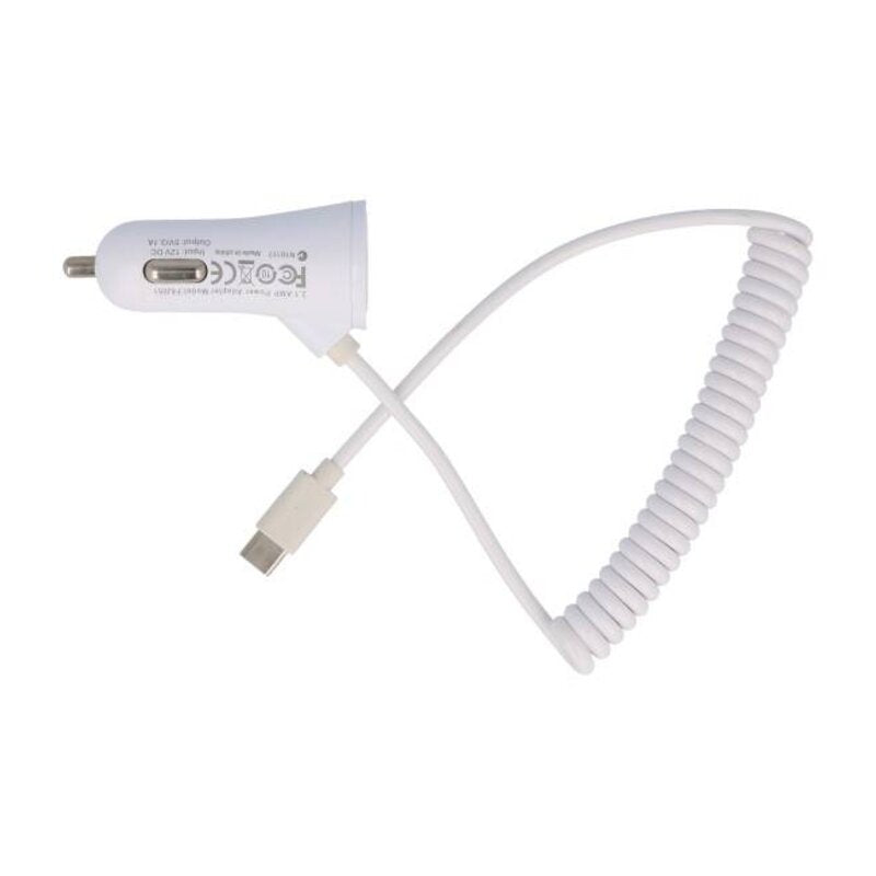 Autolader met 2 USB 3.1A voor TYPE C Telefoon