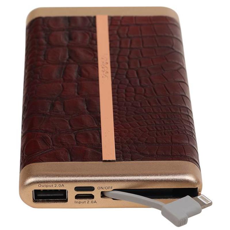 Power Bank D810 met ingebouwd iPhone kabel 10000mAh D.Bruin