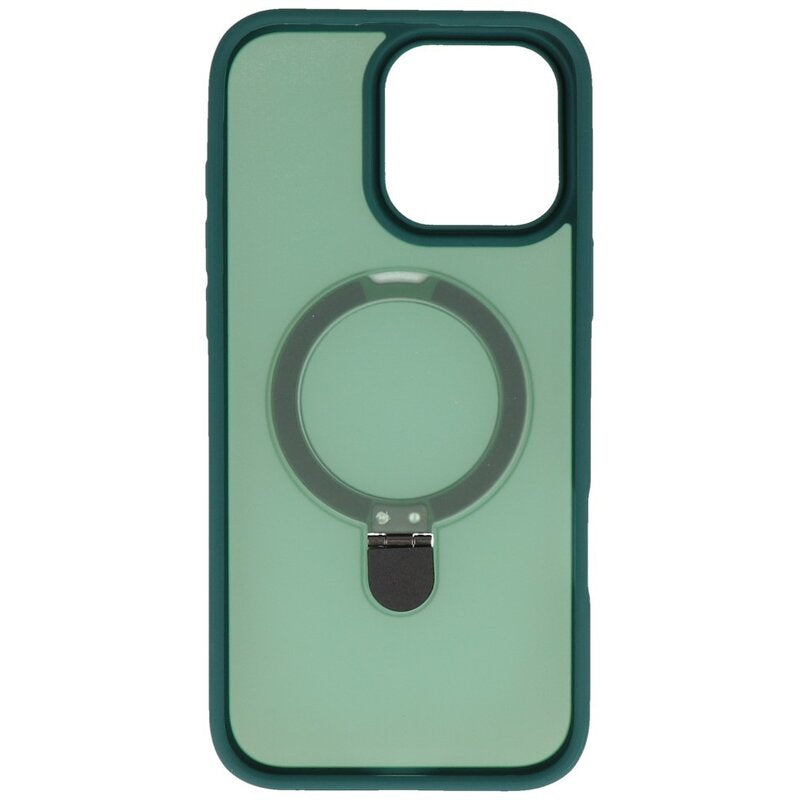 Magsafe Mat Transparant - Camera Beschermer Case met Staande Functie voor iPhone 16 Pro Donker Groen