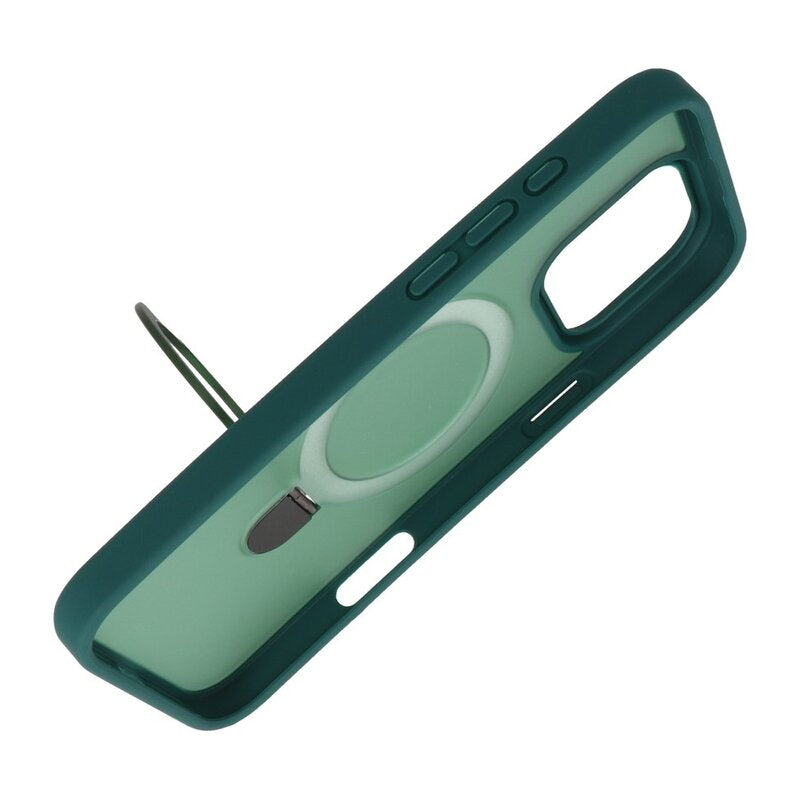 Magsafe Mat Transparant - Camera Beschermer Case met Staande Functie voor iPhone 16 Pro Donker Groen