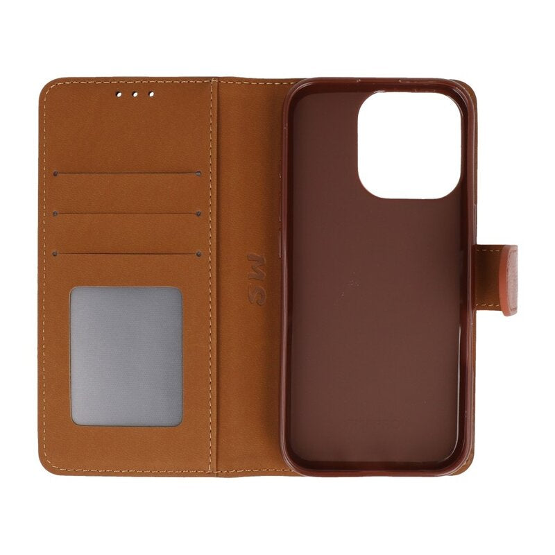 Bookstyle Wallet Cases Hoesje voor iPhone 16 Pro Bruin