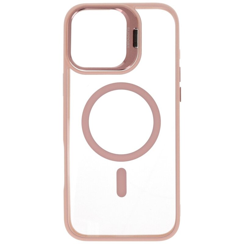Magsafe Transparant - Camera Beschermer Case met Staande Functie voor iPhone 16 Pro Pink