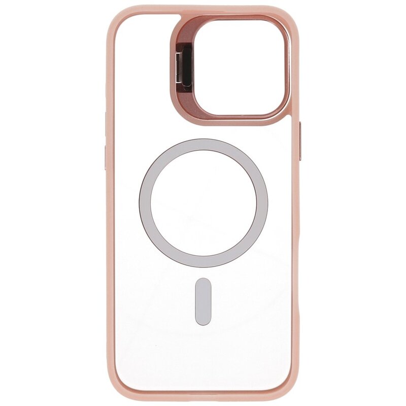 Magsafe Transparant - Camera Beschermer Case met Staande Functie voor iPhone 16 Pro Pink