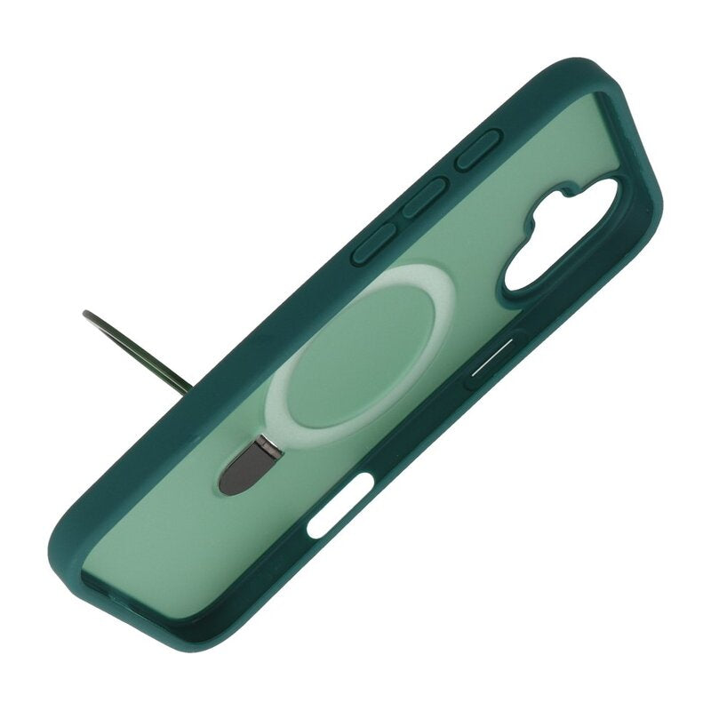 Magsafe Mat Transparant - Camera Beschermer Case met Staande Functie voor iPhone 16 Donker Groen
