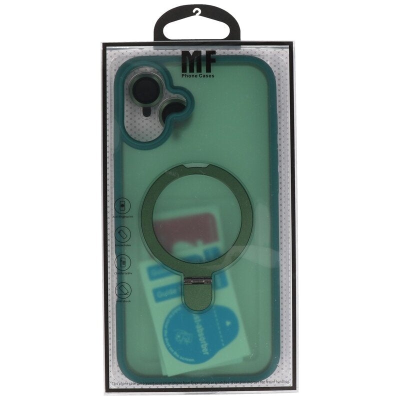Magsafe Mat Transparant - Camera Beschermer Case met Staande Functie voor iPhone 16 Donker Groen