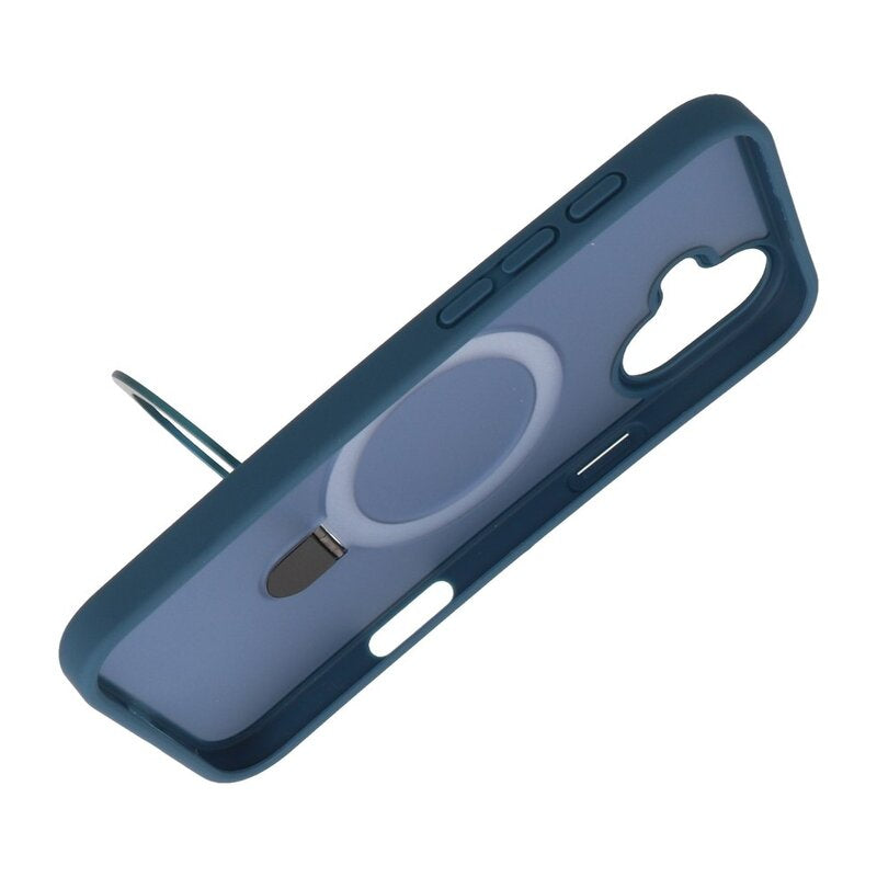 Magsafe Mat Transparant - Camera Beschermer Case met Staande Functie voor iPhone 16 Blauw