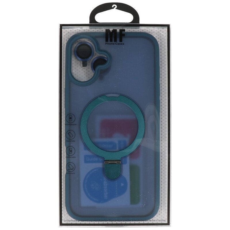 Magsafe Mat Transparant - Camera Beschermer Case met Staande Functie voor iPhone 16 Blauw