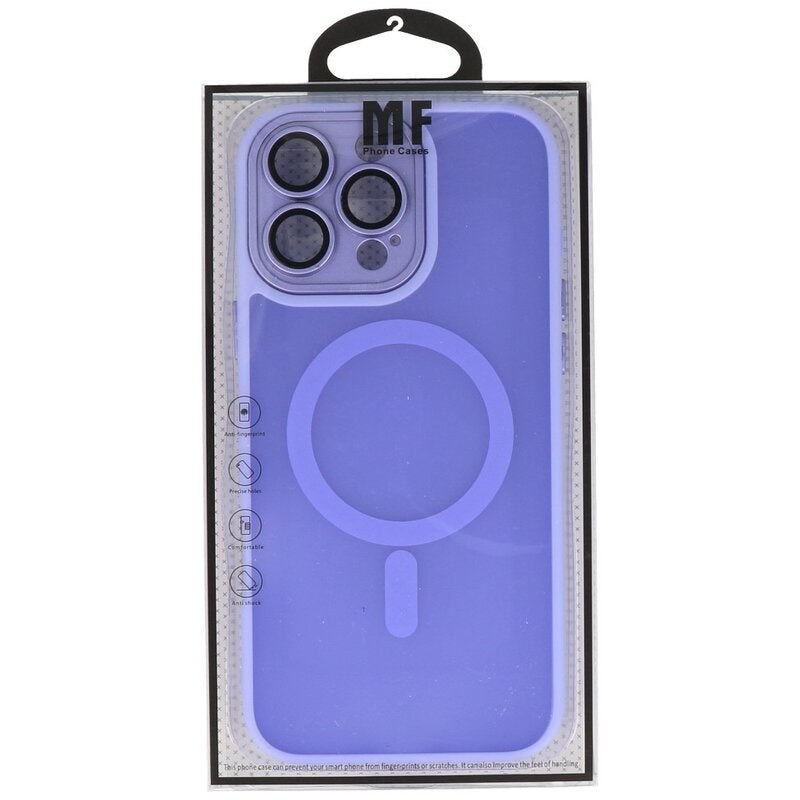 Mat-Transparent met Camera Beschermer Magsafe Case voor iPhone 15 Pro Paars