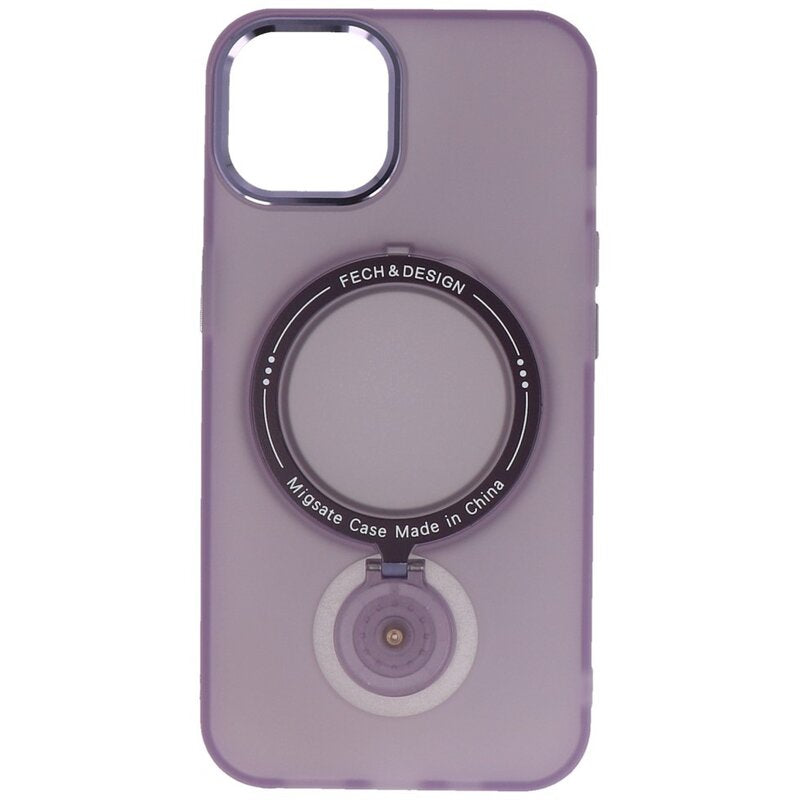 Magsafe Mat Transparant Case met Staande Functie voor iPhone 15 Plus Paars