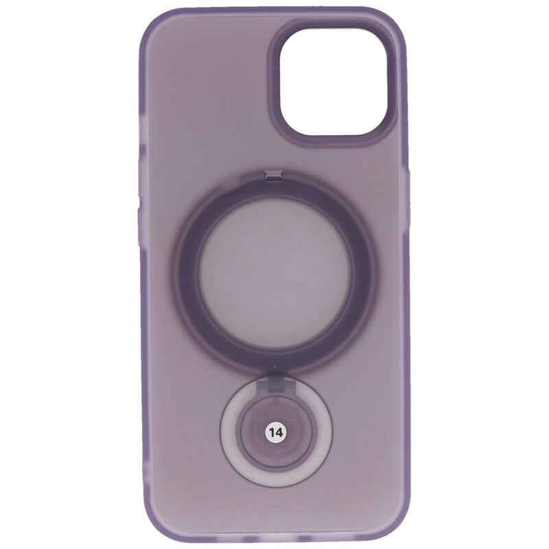 Magsafe Mat Transparant Case met Staande Functie voor iPhone 15 Plus Paars