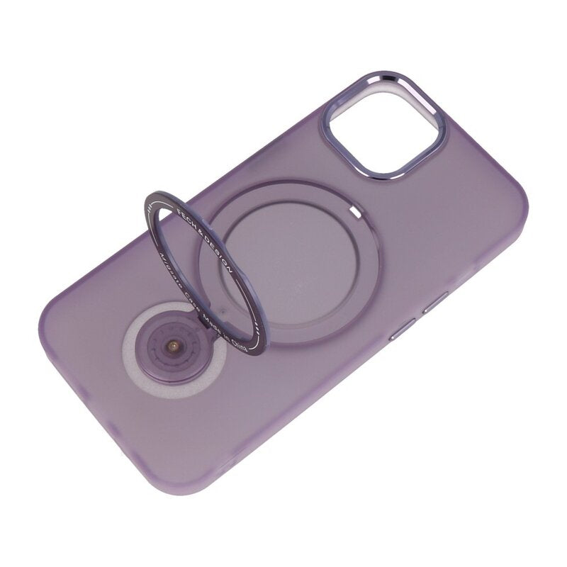 Magsafe Mat Transparant Case met Staande Functie voor iPhone 15 Plus Paars