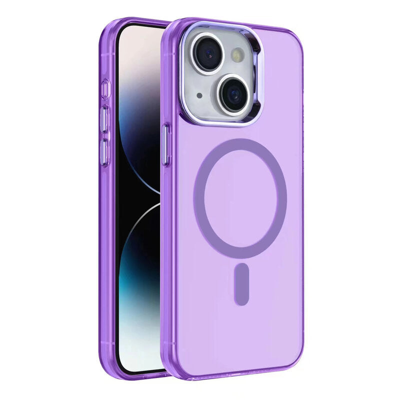 IMD Magnetic Fashion Color Hard Case voor iPhone 15 Plus Paars