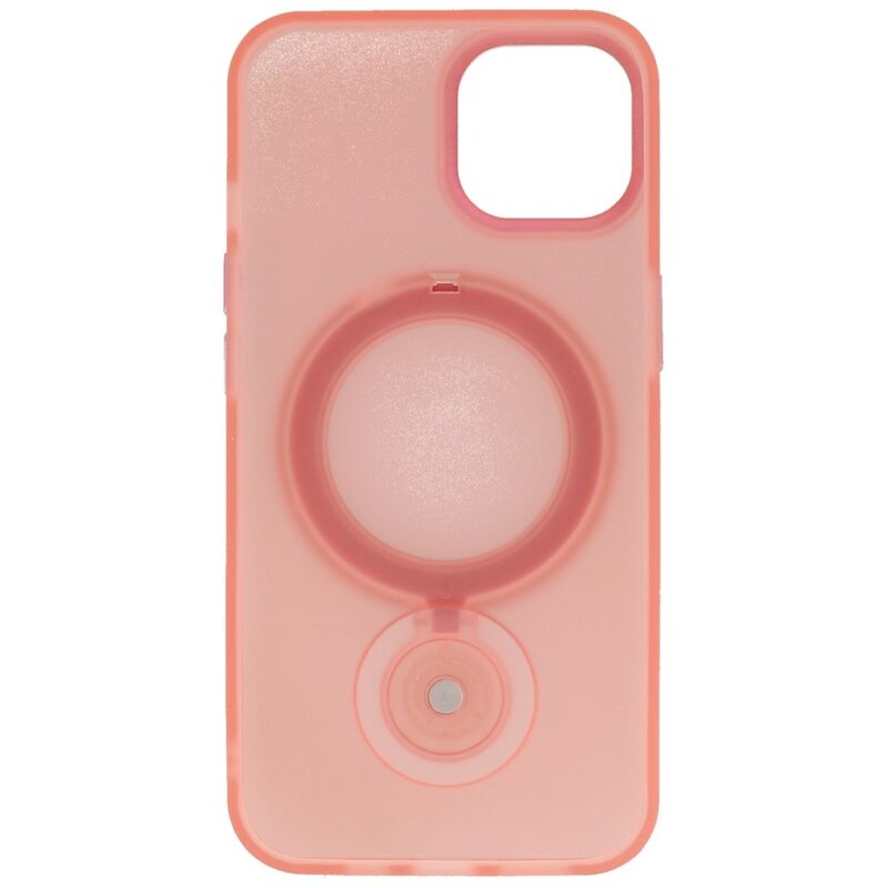 Magsafe Mat Transparant Case met Staande Functie voor iPhone 15 Plus Roze