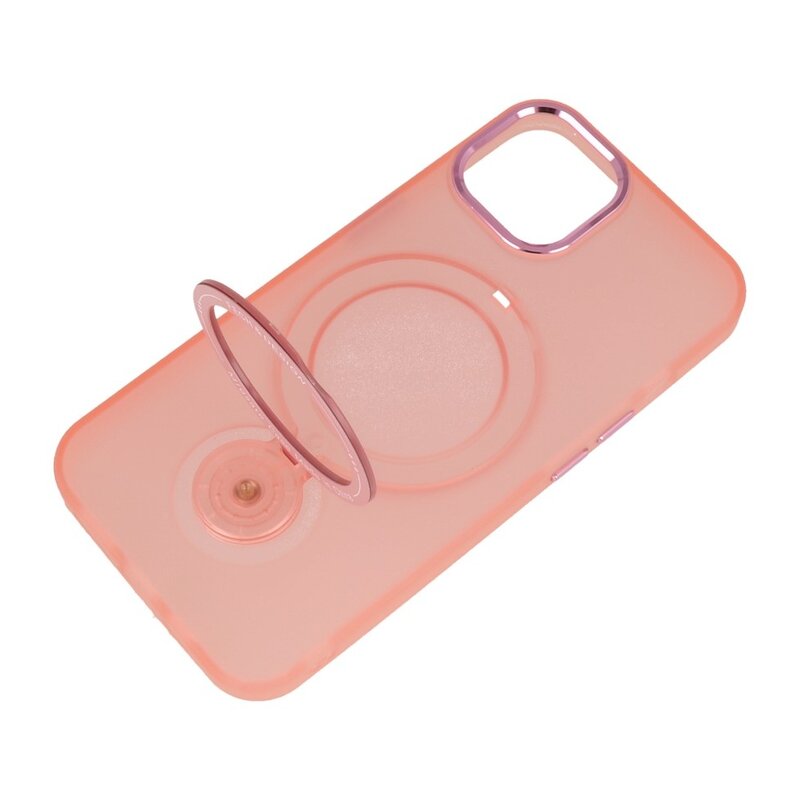 Magsafe Mat Transparant Case met Staande Functie voor iPhone 15 Plus Roze