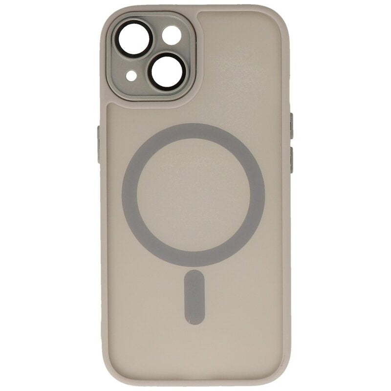 Mat-Transparent met Camera Beschermer Magsafe Case voor iPhone 15 Grijs