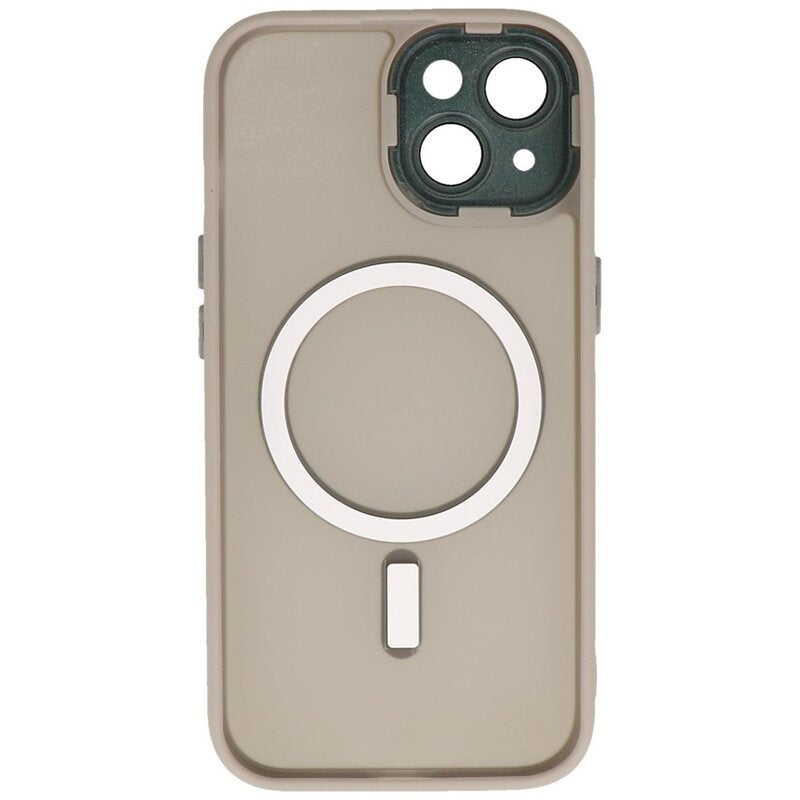 Mat-Transparent met Camera Beschermer Magsafe Case voor iPhone 15 Grijs