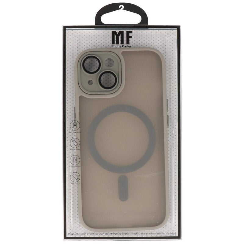 Mat-Transparent met Camera Beschermer Magsafe Case voor iPhone 15 Grijs