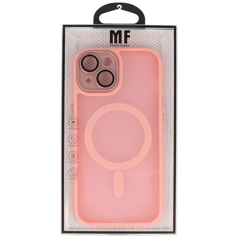 Mat-Transparent met Camera Beschermer Magsafe Case voor iPhone 15 Roze