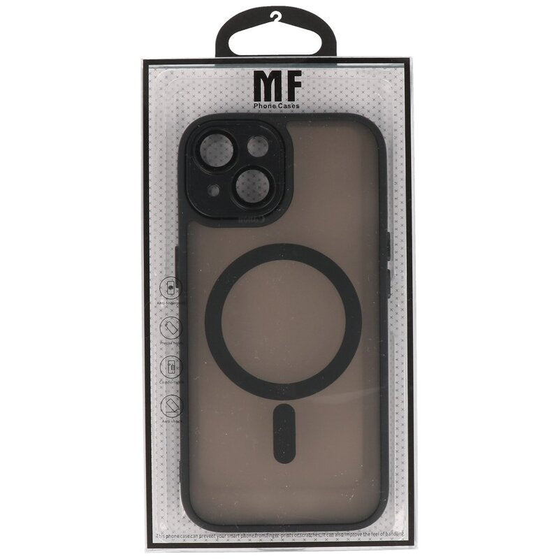 Mat-Transparent met Camera Beschermer Magsafe Case voor iPhone 15 Zwart