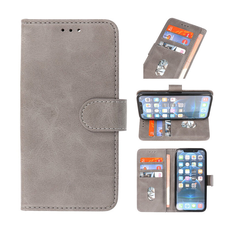 Bookstyle Wallet Cases Hoesje voor iPhone 14 Pro Max Grijs