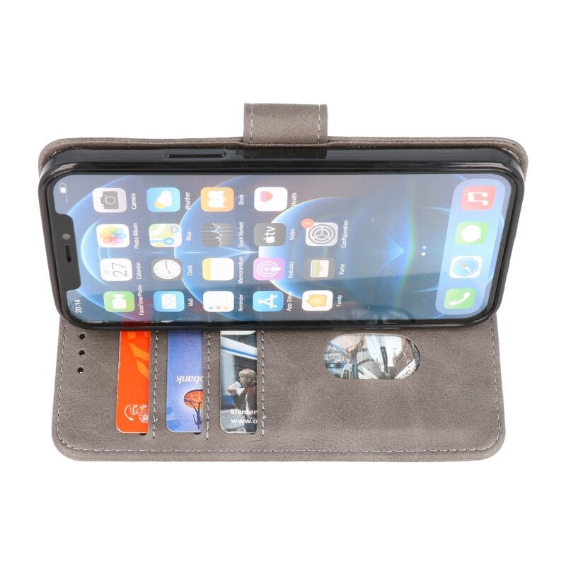 Bookstyle Wallet Cases Hoesje voor iPhone 14 Pro Max Grijs