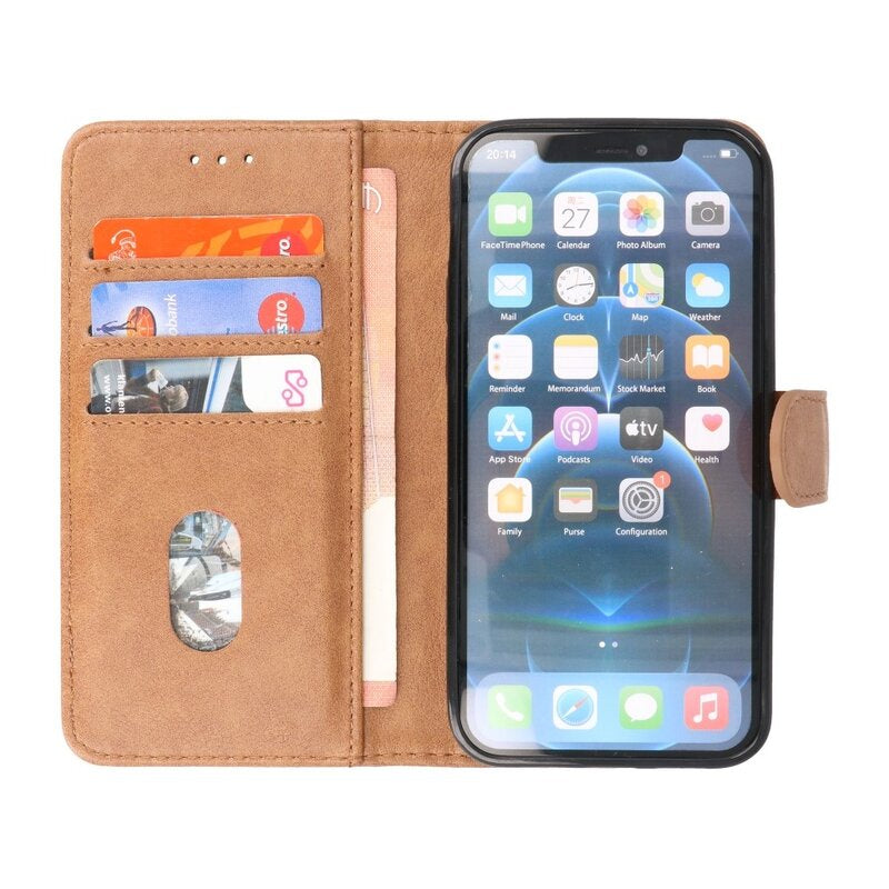 Bookstyle Wallet Cases Hoesje voor iPhone 14 Pro Max Bruin