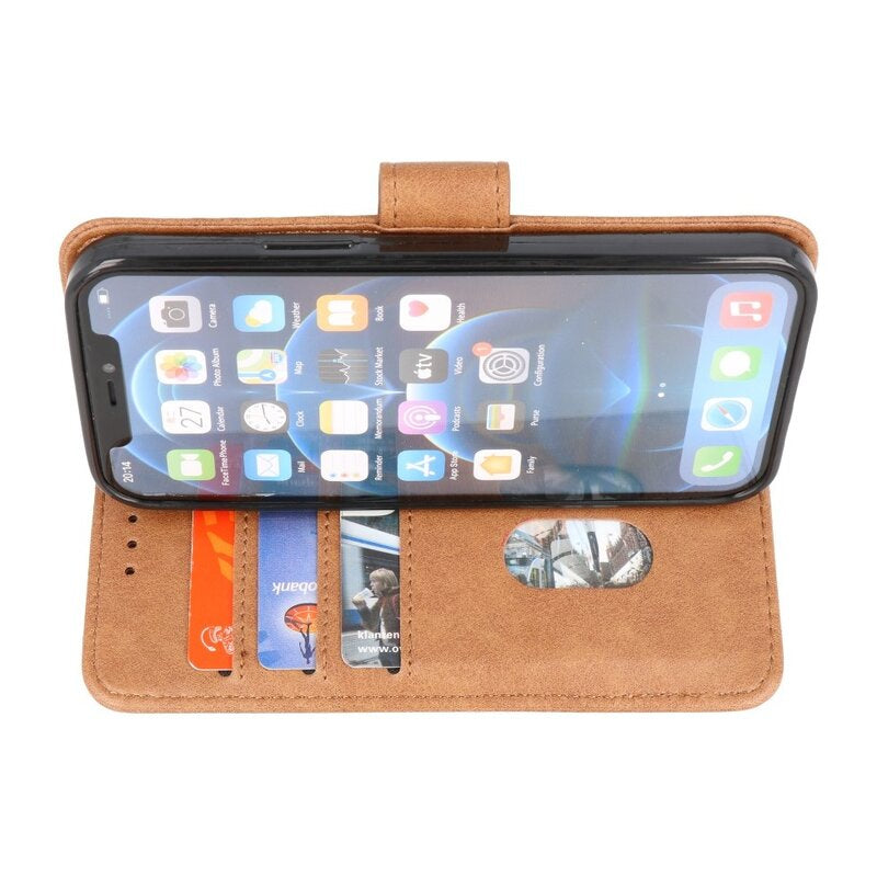 Bookstyle Wallet Cases Hoesje voor iPhone 14 Pro Max Bruin