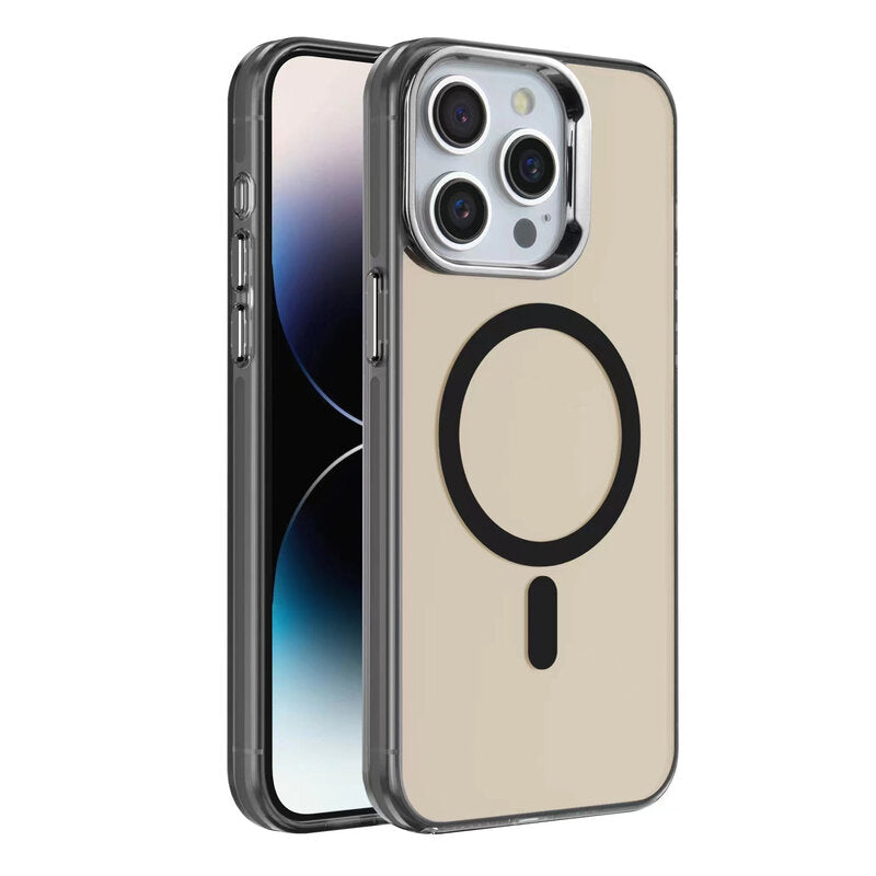 IMD Magnetic Fashion Color Hard Case voor iPhone 14 Pro Max Zwart