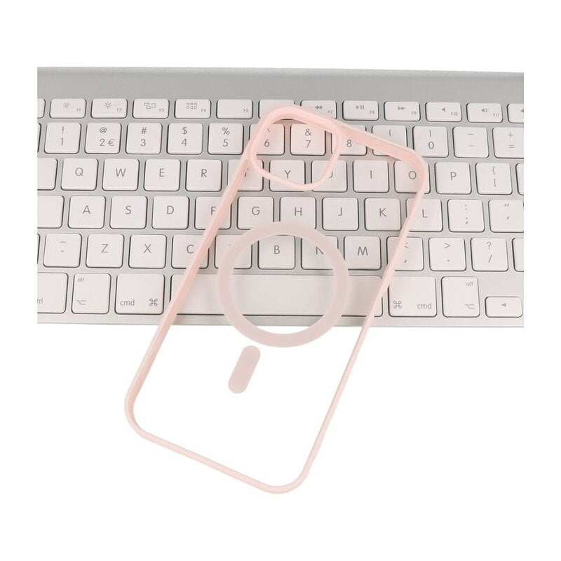Fashion Color-Transparent Magsafe Case voor iPhone 14 Pro Max Roze