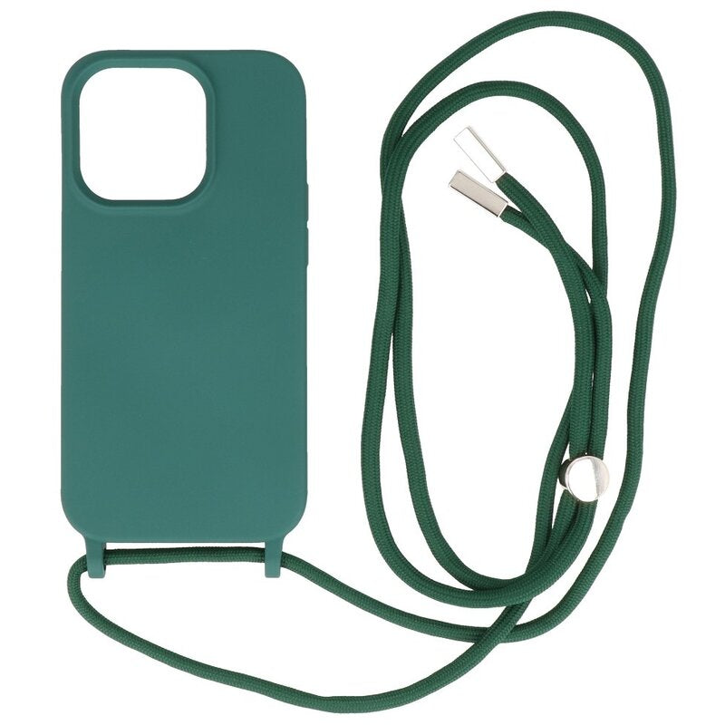 2.5 mm Hoes met Koord voor iPhone 14 Pro Max Donker Groen