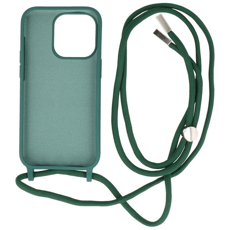 2.5 mm Hoes met Koord voor iPhone 14 Pro Max Donker Groen