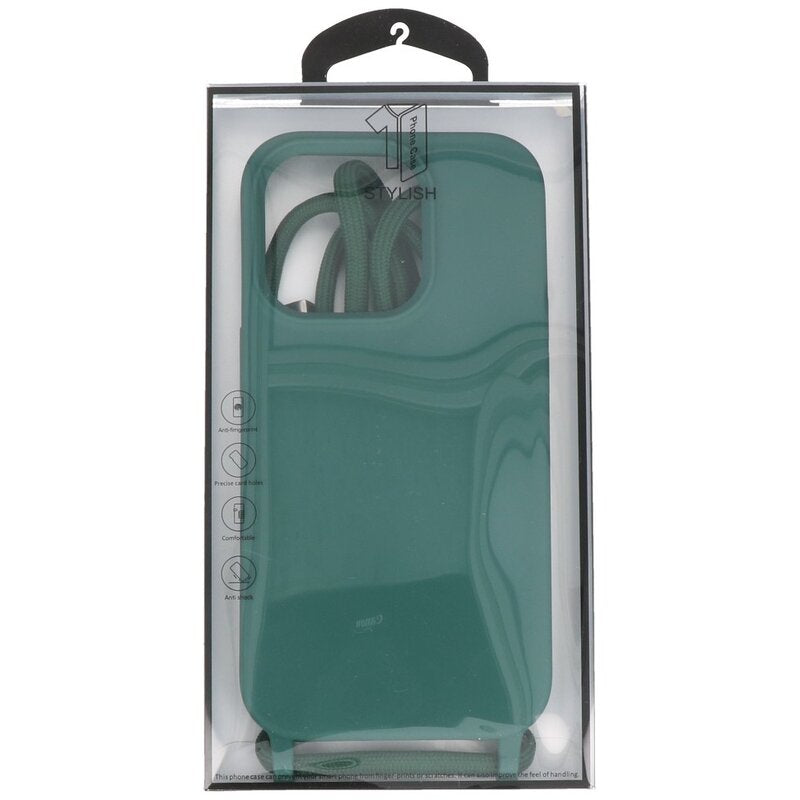 2.5 mm Hoes met Koord voor iPhone 14 Pro Max Donker Groen