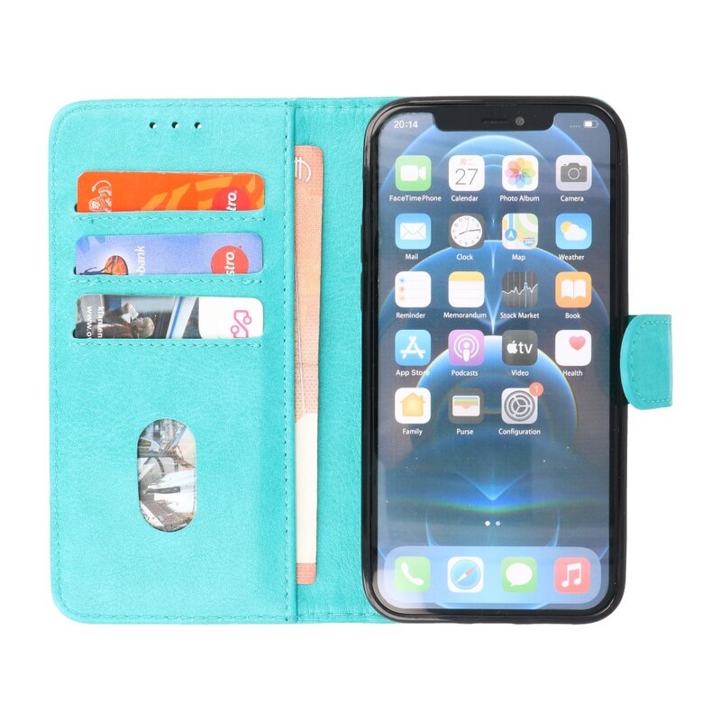 Bookstyle Wallet Cases Hoesje voor iPhone 14 Pro Max Groen
