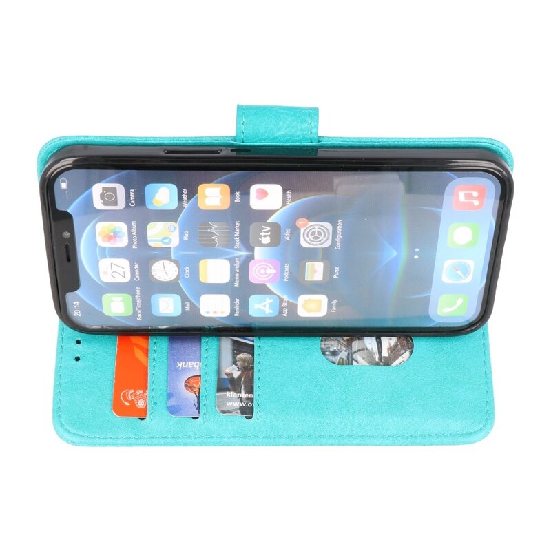 Bookstyle Wallet Cases Hoesje voor iPhone 14 Pro Max Groen
