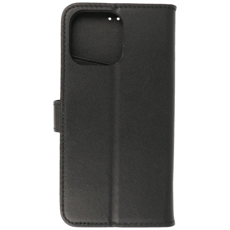 Echt Lederen Hoesje Wallet Case voor iPhone 14 Pro Zwart