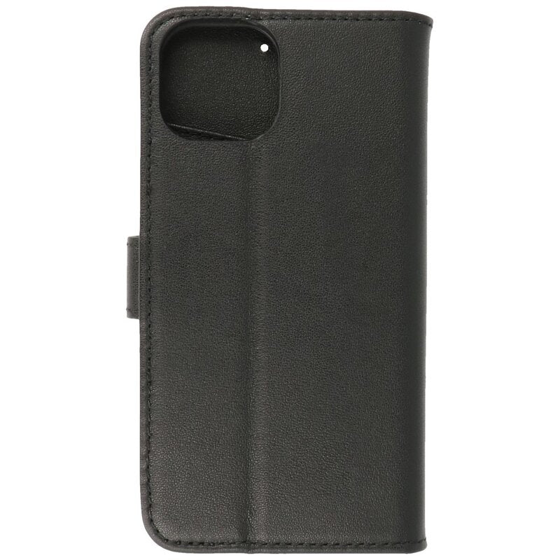 Echt Lederen Hoesje Wallet Case voor iPhone 14 Plus Zwart