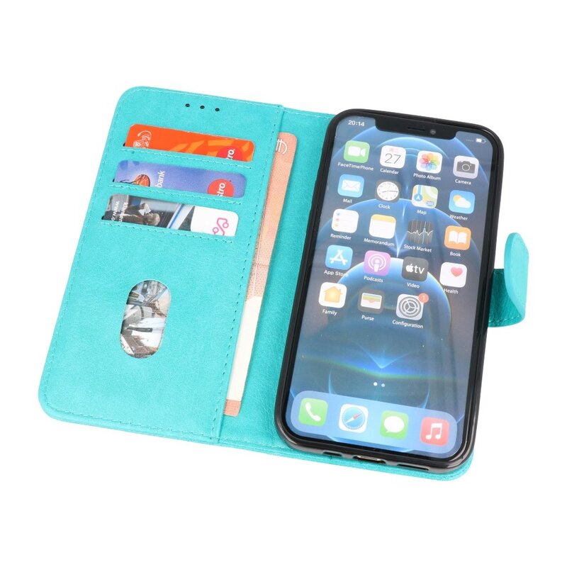 Bookstyle Wallet Cases Hoesje voor iPhone 14 Plus Groen