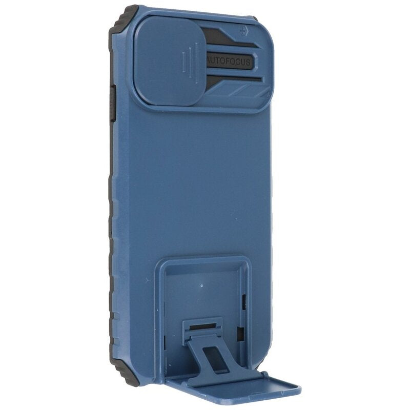 Window - Stand Backcover voor iPhone 14 Blauw