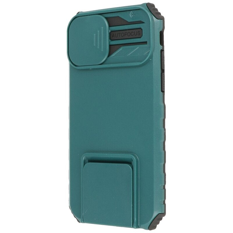 Window - Stand Backcover voor iPhone 14 Donker Groen