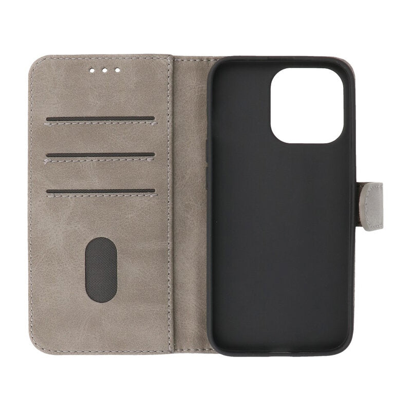 Bookstyle Wallet Cases Hoesje voor iPhone 13 Pro Max Grijs