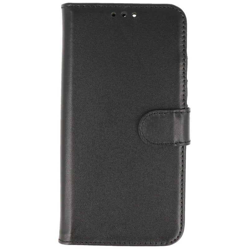Echt Lederen Hoesje Wallet Case voor iPhone 13 Pro Zwart