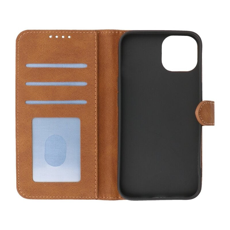 Wallet Cases Hoesje voor iPhone 13 Mini Bruin