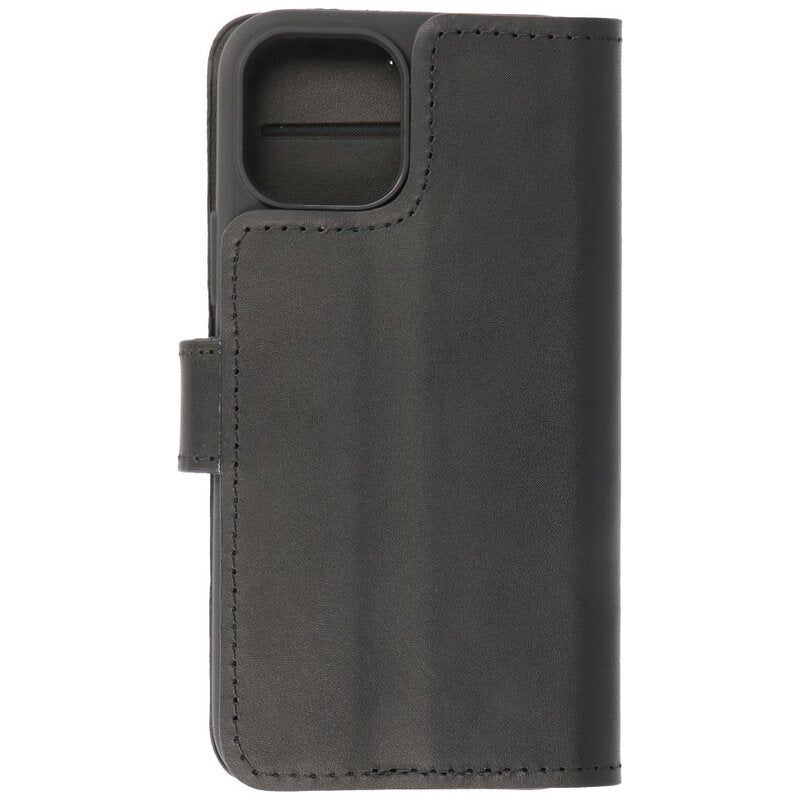 MF Handmade Leer Bookstyle Hoesje iPhone 12 Pro Max Zwart