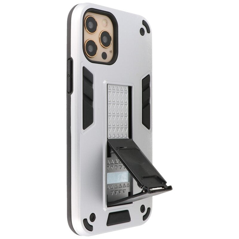Stand Hardcase Backcover voor iPhone 12 Pro Max Zilver
