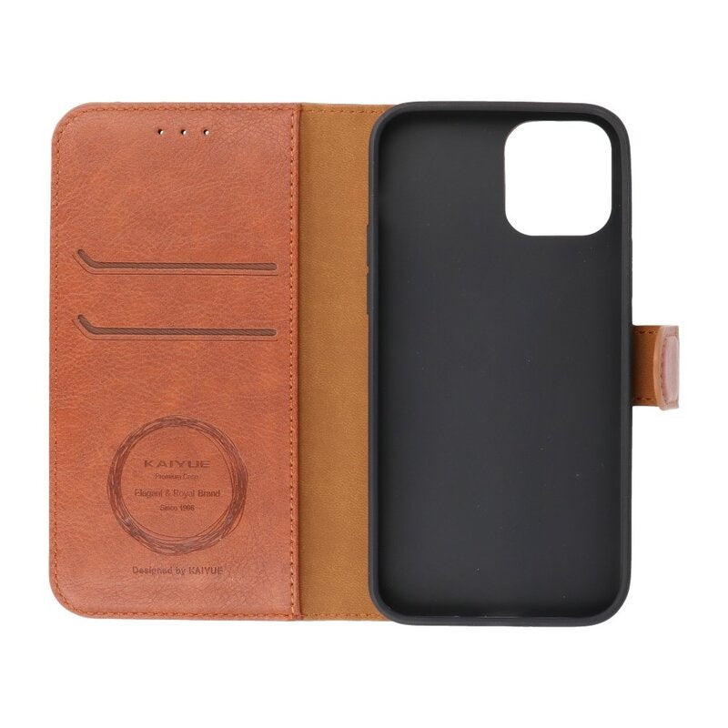 Luxe Portemonnee Hoesje voor iPhone 12 -12 Pro Bruin