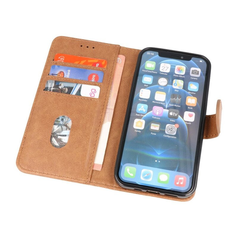 Bookstyle Wallet Cases Hoes voor iPhone 12 - 12 Pro Bruin
