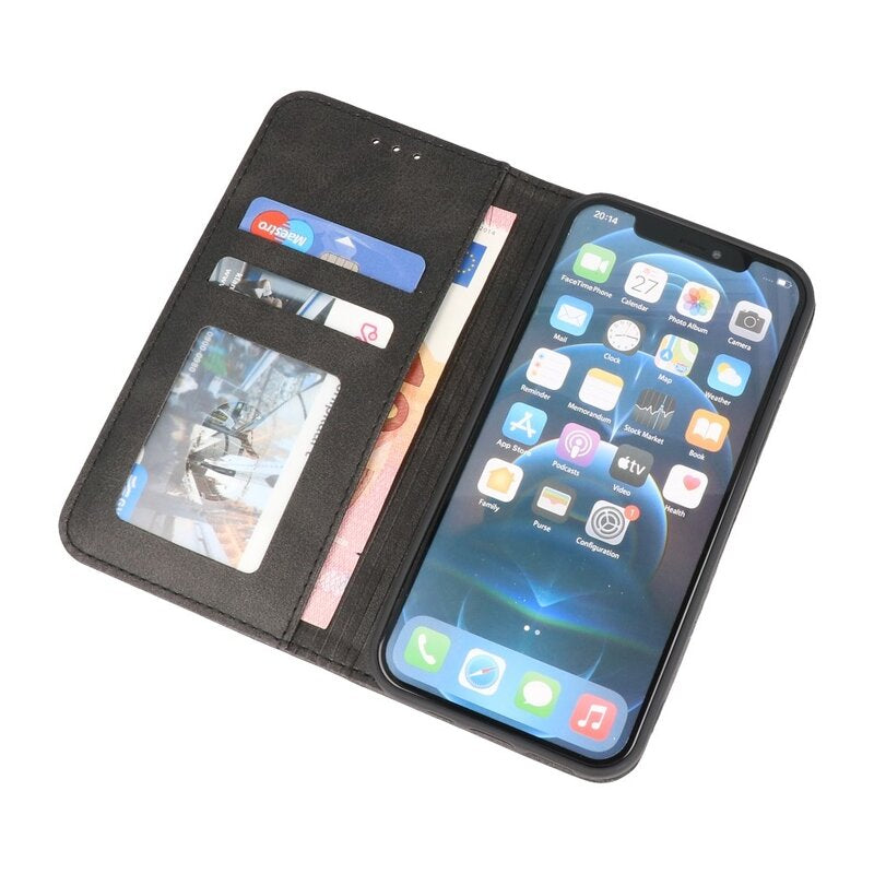 Magnetisch Folio Book Case voor iPhone 12 - 12 Pro Zwart